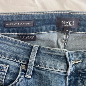 NYDJ Blue Straight Leg Jeans with Contrast Stitching